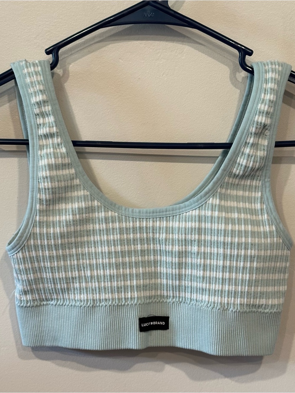 Lucky Brand Pastel Blue And White Striped Sports Bra Size Small